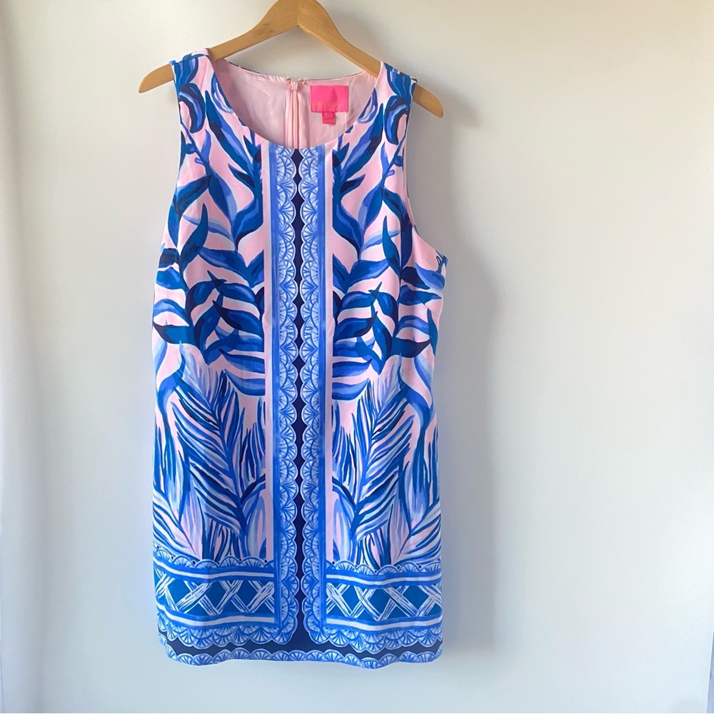 Lilly Pulitzer Pink & Blue Tropical Print Sleeveless Shift Dress Romper